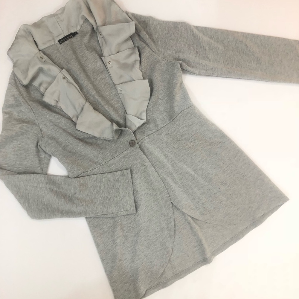 ELLA MOSS Silver Grey One Button Cardigan Sweater